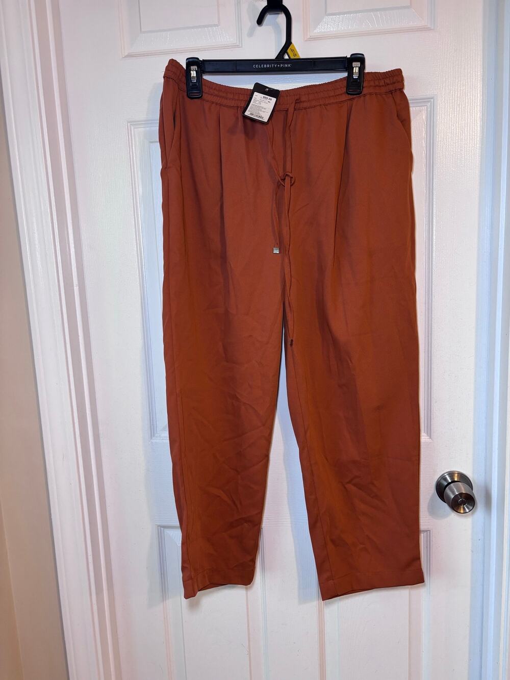 Max Women’s XL Rust Orange Wide Leg Drawstring Pants New With Tags